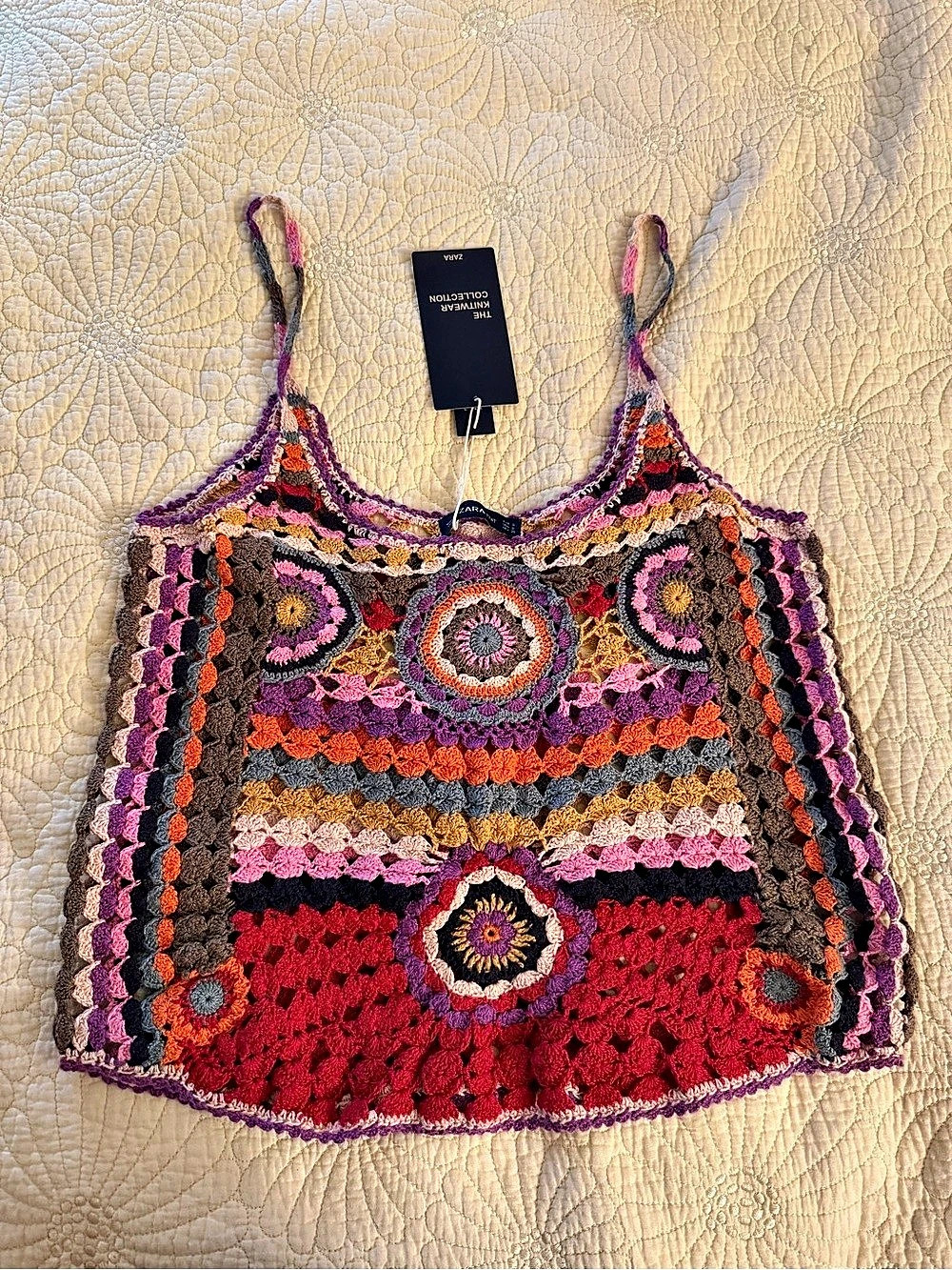 Zara Multicolor Crochet Knit Crop Top